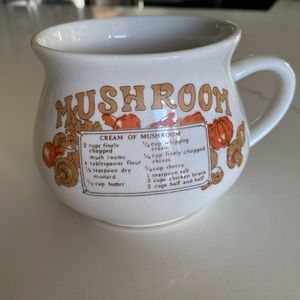 Vintage Antique Retro Ceramic Cream of Mushroom Cup Mug Bowl With Soup Recipe